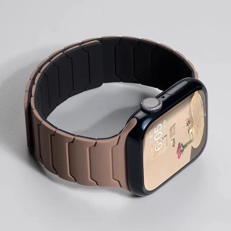 Magnetic Silicone Band for Apple Watch Ultra 2, 49mm, 45mm, 41mm, Series 9/8/7/6/SE/5/4, 38mm, 40mm, 42mm, 44mm, Band Color: mm, Parallel Import