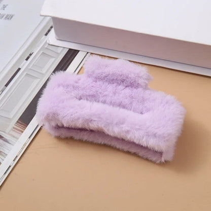 10.5cm Plush Square Hair Claw Clip, Korean Style Simple Multi-Grab Clip, Stylish Shark Clip, Hair Accessory for Women, Parallel Import