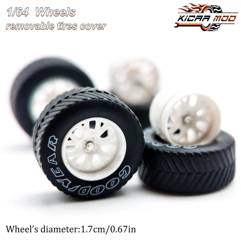 1/64 Scale Model Car Wheels with All-Terrain Rubber Tires, BBS LM-R Refite Parts, HotWheels Compatible, D:17mm, 1 Set, Parallel Import