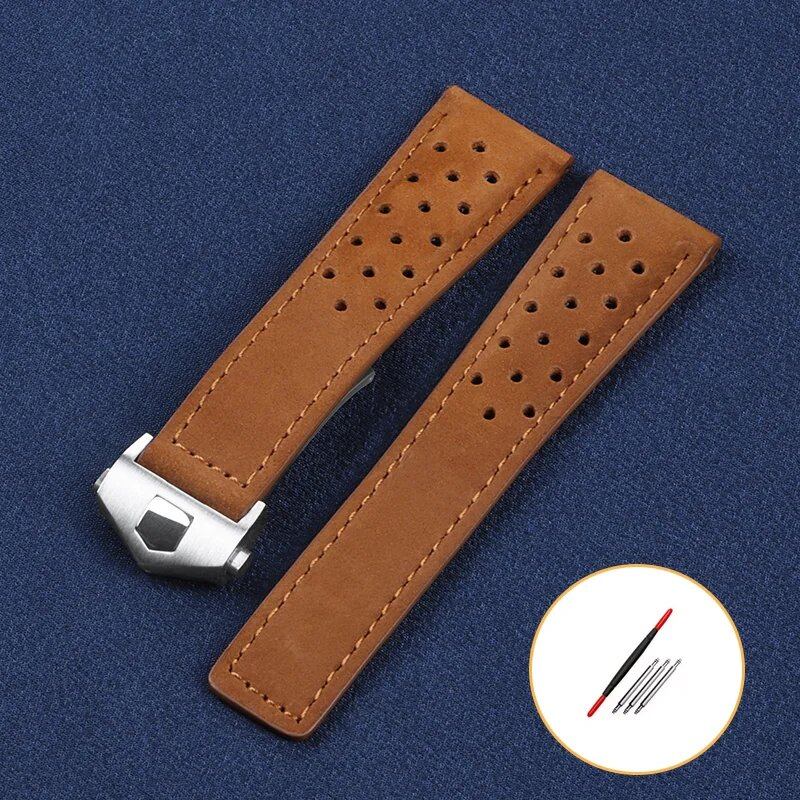 20mm 22mm 本革 本物牛革 ウォッチバンド TAG HEUER（タグ・ホイヤー） カレラ アクアレーサー モナコ F1 対応 ソフトストラップ ユニバーサル リストバンド バンドカラー：mm 並行輸入品