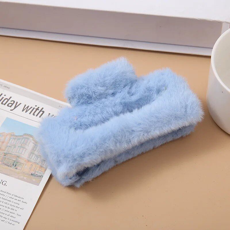 10.5cm Plush Square Hair Claw Clip, Korean Style Simple Multi-Grab Clip, Stylish Shark Clip, Hair Accessory for Women, Parallel Import