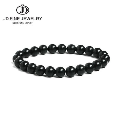 JD ナチュラル ブラック シュンガイト マグネット グラファイト ビーズブレスレット 男女兼用 健康ケア ミネラル バングル ヒーリング メディテーション ジュエリー 長さmm;メタルカラー：天然シュンガイト 並行輸入品