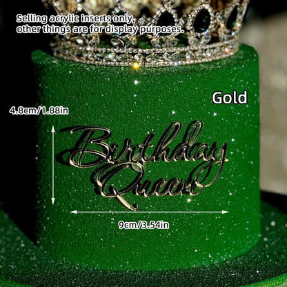 Set of 1, 3, or 5 Acrylic Birthday Queen Gold Cake Topper for Happy Birthday Party Side Cake Decorations. Size: Parallel Import.