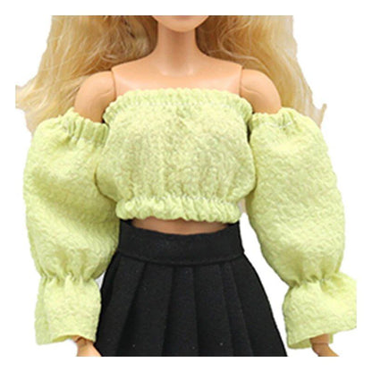 1/6 Scale BJD Doll Clothes Set (Puff Sleeve Shirt, Skirt, and Shorts) for 30cm (11.5 inch) Dollhouse Accessories; Size: One Piece Only, Parallel Import