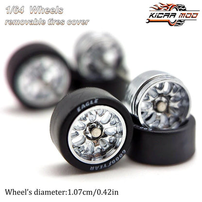 1/64 Scale Diecast Model Car BBS LM-R Re-Fighting Parts Wheel Set with Rubber Tires (D:11mm) - Compatible with Hot Wheels, Matchbox, and Tomica - Parallel Import