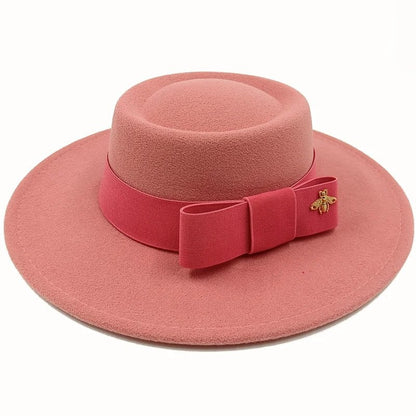 Winter Bowtie Fedora Hat with Textured Surface, Flat Top, and Elastic Band. Red. Men's and Women's Jazz Hat. Sizes: 56-58cm. Ships from: Parallel Import.