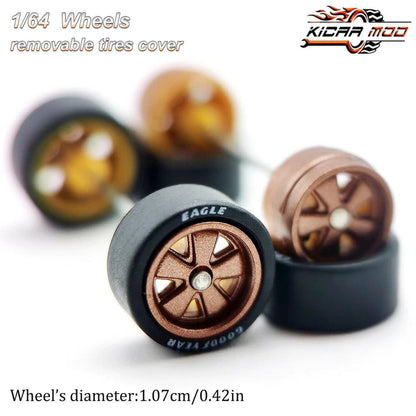 1/64 Scale Rubber Tire Wheels with FUCHS Refit Parts for Diecast Model Cars, Hot Wheels, Matchbox, Tomica, D:11mm, 1 Set, Parallel Import