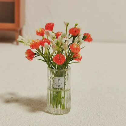 1/12スケール ドールハウス用 ミニチュア観葉植物 盆栽 フェイクフラワーバスケット ドールアクセサリー ミクロランドスケープ 情景モデル  並行輸入品