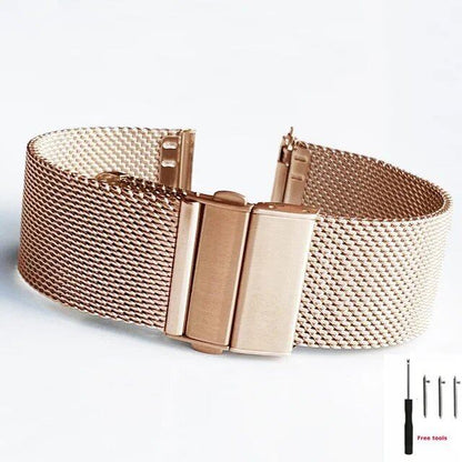 16mm, 18mm, 20mm, 22mm Quick Release Milanese Loop Mesh Watch Band with Stainless Steel Metal Folding Buckle, Wrist Strap, Accessories, Band Color: mm, Parallel Import
