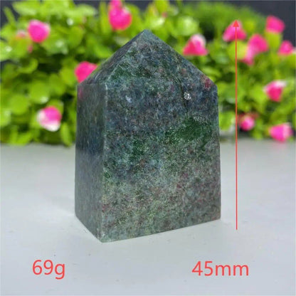 天然水晶 レッドグリーンサファイア 四角柱タワー 鉱物標本 スピリチュアル 瞑想 魔術 ギフトストーン  並行輸入品