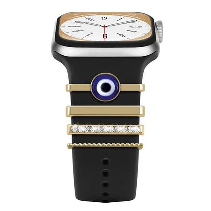 Diamond Jewelry-Embossed Band for Apple Watch Ultra 2, 9, 8, and 7, Compatible with Samsung and Huawei, 20/22mm Bracelet Strap, Band Color: ; Ships from: Parallel Import