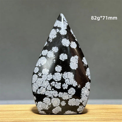 Snowflake Obsidian Freeform Ornament with Natural Quartz, Reiki, Meditation, Healing, Witchcraft, Energy Decoration, Home Gift, Color: Parallel Import