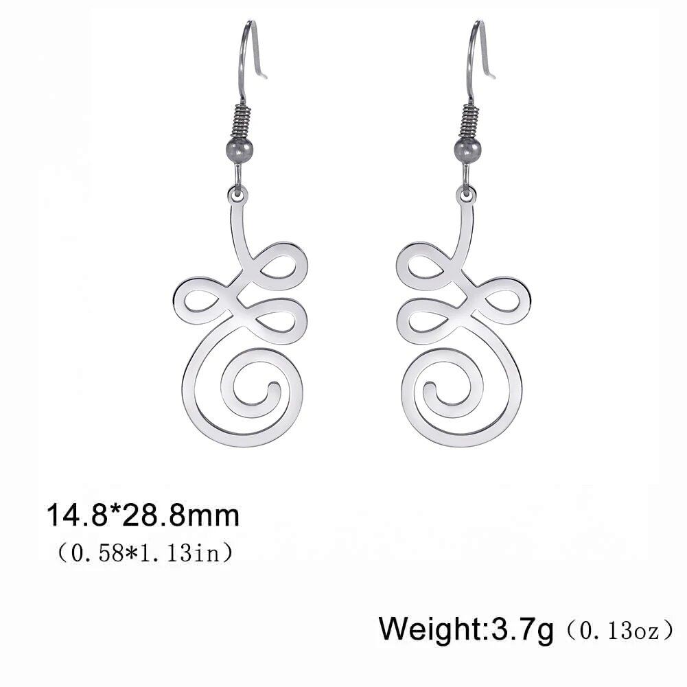 EUEAVAN Lotus Flower Unalome Pendant Earrings, Yoga Om Sanskrit Symbol, Spiritual Stainless Steel, Buddhist Amulet, Women's Jewelry, Metal Color: Style Color, Parallel Import