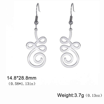 EUEAVAN Lotus Flower Unalome Pendant Earrings, Yoga Om Sanskrit Symbol, Spiritual Stainless Steel, Buddhist Amulet, Women's Jewelry, Metal Color: Style Color, Parallel Import