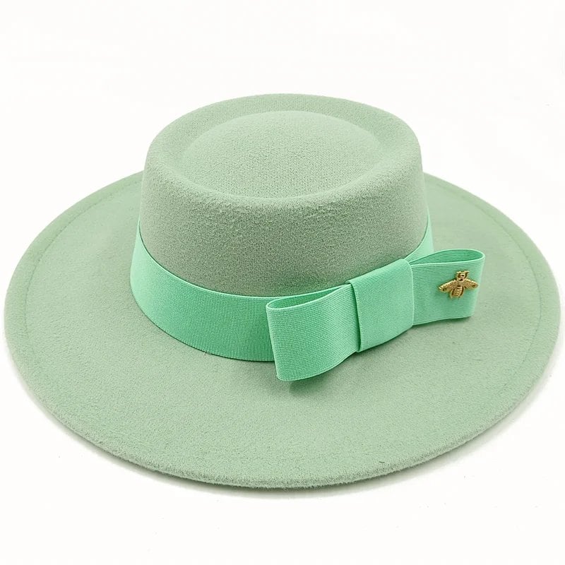Winter Bowtie Fedora Hat with Textured Surface, Flat Top, and Elastic Band. Red. Men's and Women's Jazz Hat. Sizes: 56-58cm. Ships from: Parallel Import.