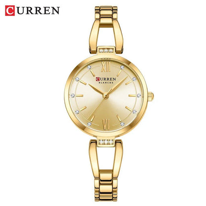 Karen Women's Quartz Watch, Luxury Fashion Rhinestone and Stainless Steel Band, High-Quality, Parallel Import