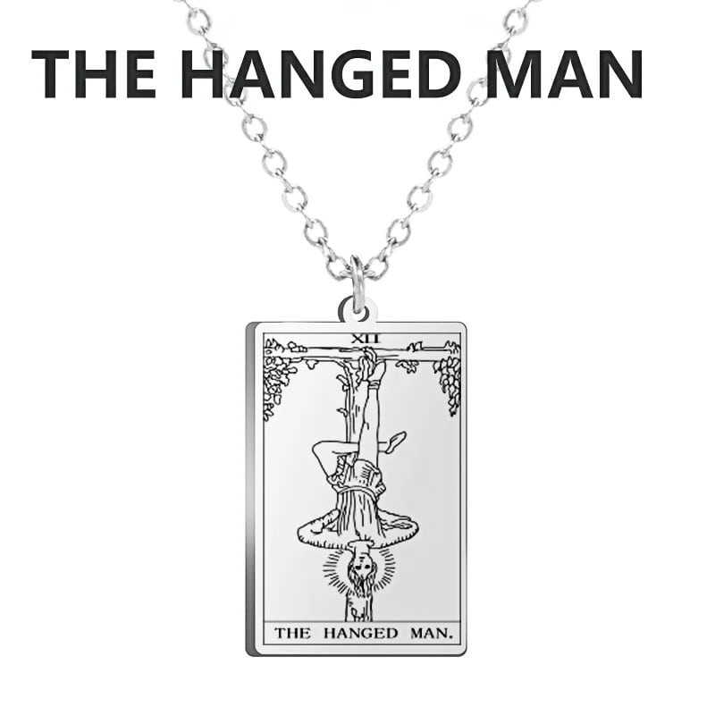 Stainless Steel Classic Tarot Card Pendant Necklace, Major Arcana, Gypsy Tarot, Divination Necklace, Jewelry, Mother's Day Gift, Parallel Import