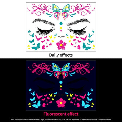 1/5/8-Piece 3D Face and Eye Tattoo Stickers for Party Makeup, Diamond Rhinestone Stickers, Self-Adhesive Mixed Crystal Face Decoration Stickers, Parallel Import