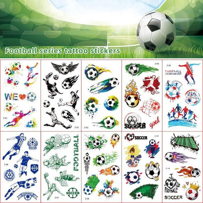 10-Pack Waterproof Temporary Tattoo Stickers for Kids and Soccer Fans, Fake Tattoos for Adults and Kids, Arm Covers, Color: Parallel Import
