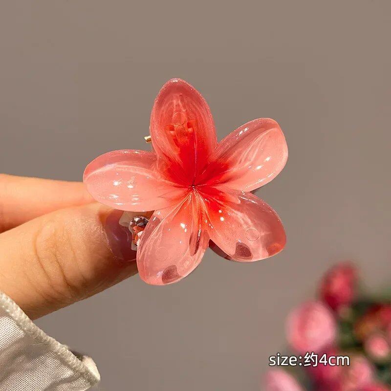 1/6 Hawaiian Gradient Hair Clips, Flower Hair Claws, Small Hair Accessories, Hairpins, Crab Barrettes, Women's, Parallel Import