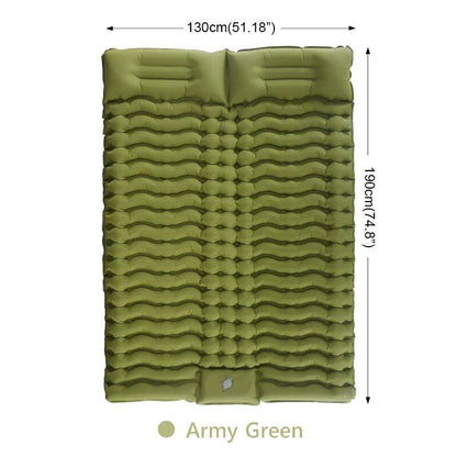 Double-Size Self-Inflating Camping Air Mattress - 2-Person with Pillow, Outdoor Bedding, Hiking, Travel Mattress, Color: Imported