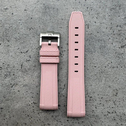 20mm High-Quality Rubber Silicone Strap in Black, Gray, Pink, Yellow, and Blue. Compatible with Omega, Swatch, and Moonwatch. Band Color: Black, Gray, Pink; Band Width: 20mm; Ships from: Parallel Import.