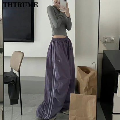 Y2K Vintage Women's Loose Pants, Oversized, Hip Hop, Drawstring, Pockets, Stylish Cargo Pants, Casual, Office Lady, Baggy, New, Size: Parallel Import
