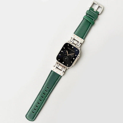 Premium Leather Band for Apple Watch Ultra 2 (49mm/46mm/45mm/44mm/42mm) - Compatible with iWatch Series 10/9/8/7/6/5, Sport Bracelet Strap, Band Color: Parallel Import