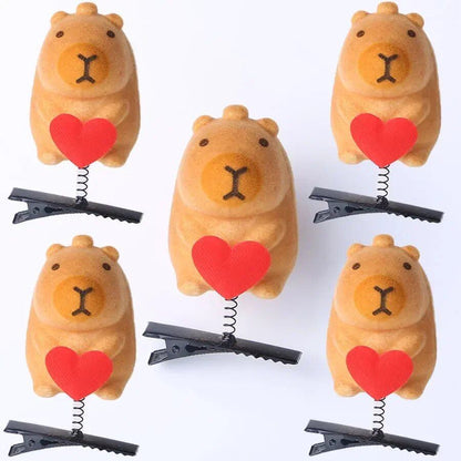 10-100 Pieces Heart-Shaped Sunglasses 3D Capybara Plush Hairpins, Stylish and Cute Capybara Hair Clips, Accessories, Headwear, Wholesale Size: Parallel Import