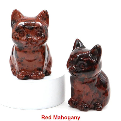 1.8-inch Natural Stone Cat Figurine, Handmade Animal Sculpture, Healing Crystal Amethyst, Craft, Chakra Meditation, Home Decor, Gift, Size: 1 Piece; Parallel Import