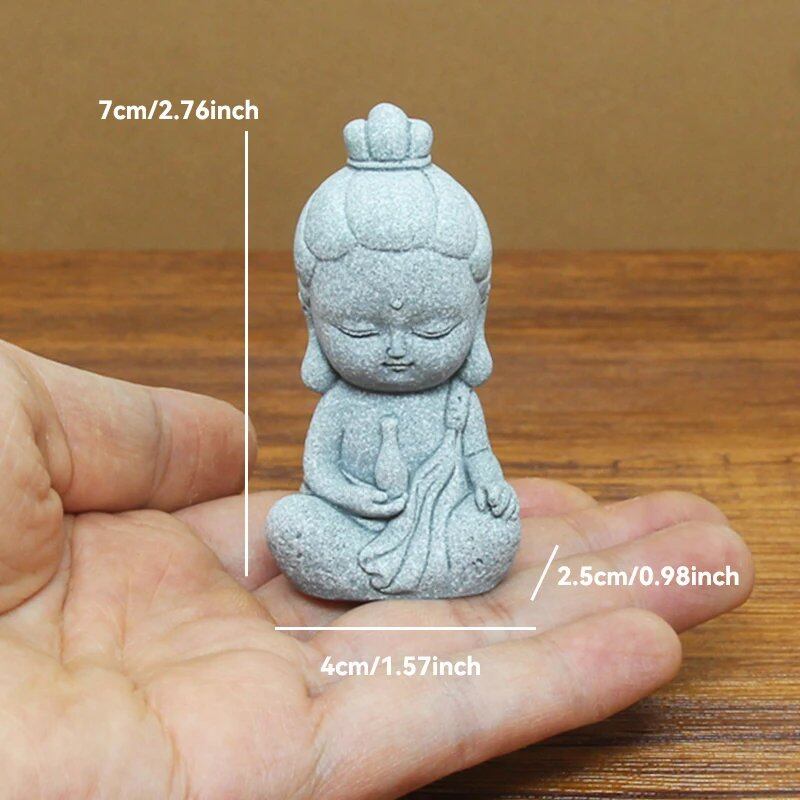 石仏像 小さな僧侶 チベット仏教フィギュア 禅ガーデン ヨガオーナメント 瞑想 ホームアクアリウム装飾  並行輸入品