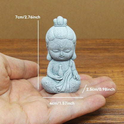 石仏像 小さな僧侶 チベット仏教フィギュア 禅ガーデン ヨガオーナメント 瞑想 ホームアクアリウム装飾  並行輸入品