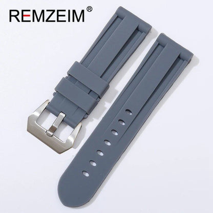 Soft Silicone Sports Watch Band, Waterproof, Men's Replacement Strap with Black Buckle, Compatible with 22mm, 24mm, and 26mm Watches, Band Color: mm, Parallel Import