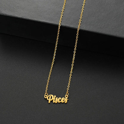 Silver-colored stainless steel star and constellation chain necklace for women, constellation pendant, birthday gift, 45cm long; metal color, parallel import