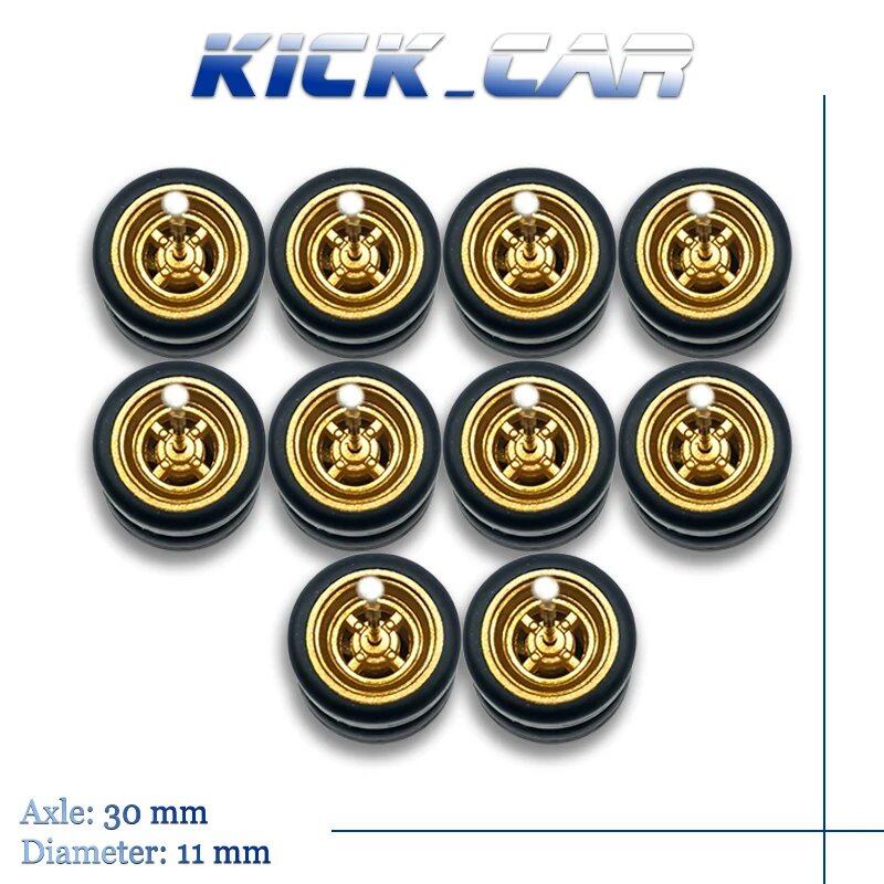 1/64 Scale 4-Spoke Wheels with Fixed Rubber Tires, Custom Parts for Toy Models and Diecast Cars, Compatible with Hot Wheels (Set of 5, for 5 Cars), Color: Parallel Import