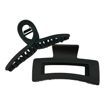 Set of 2 Black Square Cross Large Matte Finish Geometric Club Hair Clips for Women and Girls, Stylish Shark Clips, Everyday Hair Accessories, Color: Parallel Import