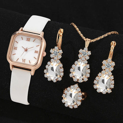 Set of 4 Simple Modern Watches with Leather Straps, Business Casual, Unisex, Quartz Movement, Parallel Import