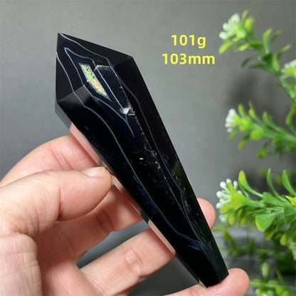 天然ブラックオニキスチップ セプター 超パワー レイキエネルギー チャクラ スピリチュアルヒーリング ウィザード ウィッチクラフト 瞑想 ホームデコレーション ギフト カラー： 並行輸入品