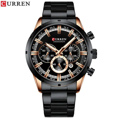 Karen Men's Watch with Blue Dial, Stainless Steel Band, Date Display, Waterproof, Luxury Business Watch, Imported