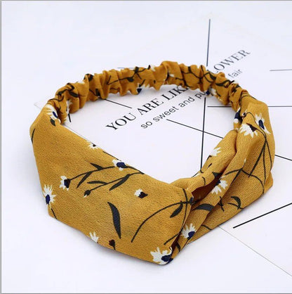 Women's Summer Bohemian Print Headband, Retro Cross Turban, Bandage Bandana, Hair Accessory, Head Wrap, Parallel Import