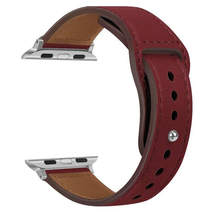 Leather Band for Apple Watch - Ultra 49mm/46mm, 44mm/40mm, 38mm/42mm, Sport Bracelet for iWatch Series 10/9/8/7/SE/6/5/3, 41mm/45mm Models, Band Color: Parallel Import