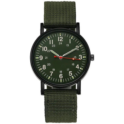 YIKAZE Military Men's Watch, Waterproof and Shock-Resistant, Military Sports Watch with Canvas Strap, Simple Outdoor Quartz Movement, Parallel Import