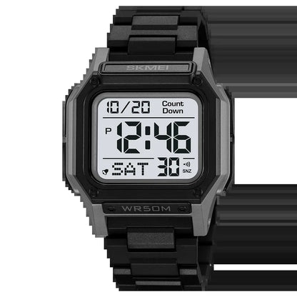 SKMEI Men's Waterproof Sports Watch with Countdown Stopwatch, Digital Watch, Dual Time Display, Fashionable Men's Clock; Imported