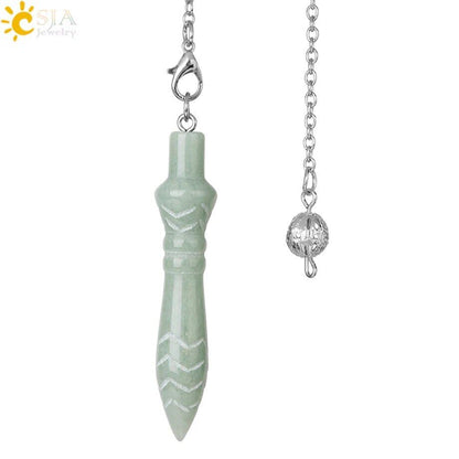 CSJA Spiritual Crystal Pendulum, Healing Pink Quartz, Dowsing Cone Pendant for Divination, Radiance Star Zia S971, Metal Color: Parallel Import