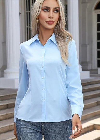 [Clearance] Women's Spring/Autumn Style Blouse Shirt, Casual, Long Sleeve, Turn-Down Collar, Solid Color, Size: Parallel Import