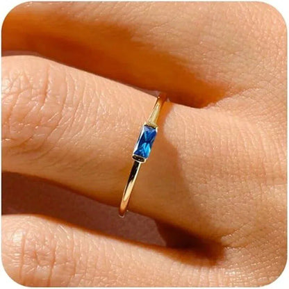Sparkling 12-Color Birthstone Ring, Stainless Steel, Gold Plated, Zircon, Zodiac Sign, Women's Jewelry, Birthday Gift, Parallel Import