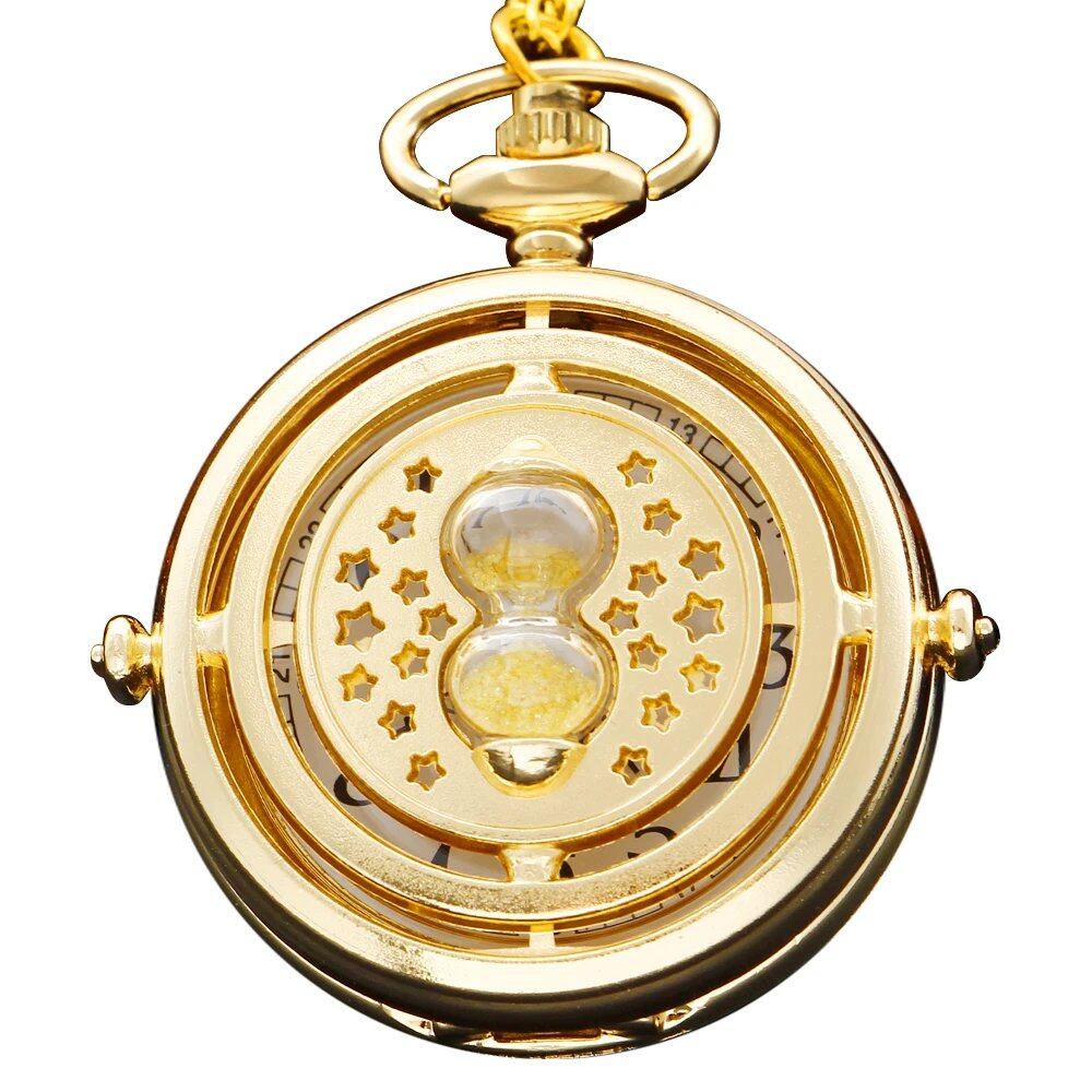 Golden Hourglass Star Men's &amp; Women's Quartz Pocket Watch with Vintage Necklace Pendant, Student Festival Gift, Color: CF1542, Parallel Import