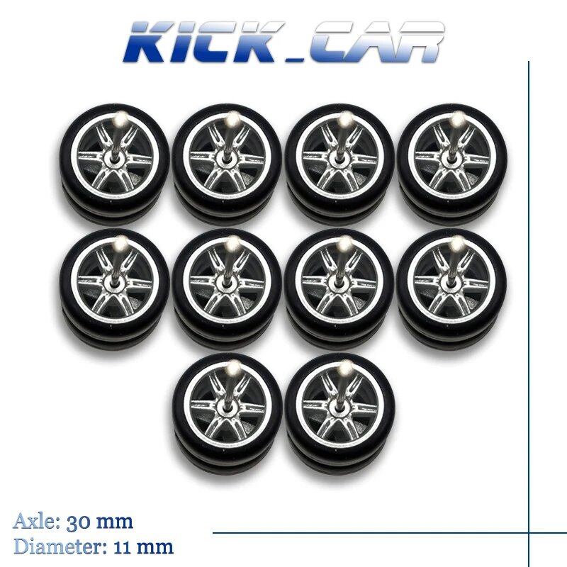 1/64 Scale 6-Spoke Wheel Set with Fixed Rubber Tires for Diecast Model Cars, Hot Wheels Modification Parts (5 Sets for 5 Cars), Color: MMW, Parallel Import