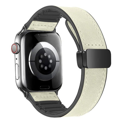Apple Watch Ultra 49mm／iWatch Series 10・9・8・7・6対応 磁気レザーシリコンバンド（46mm／42mm／44mm／45mm／41mm／40mm／38mm対応） バンドカラー： 並行輸入品