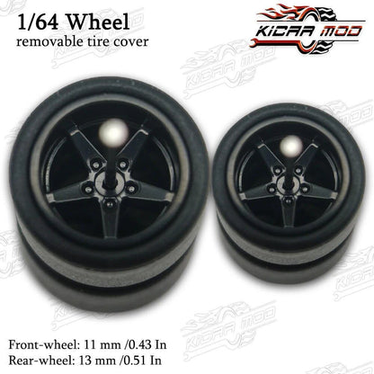 1/64 Scale RLC Premium Slick Tires for Hot Wheels RLC Muscle Car Advan GT Model Car Modification Parts D:11mm+13mm (1 Set) Color Parallel Import